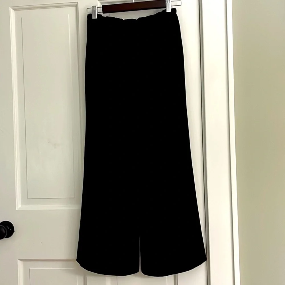 Lauren Ralph Lauren Black Pull On Wide Leg Crop Dress Pants size 14 Fully Lined